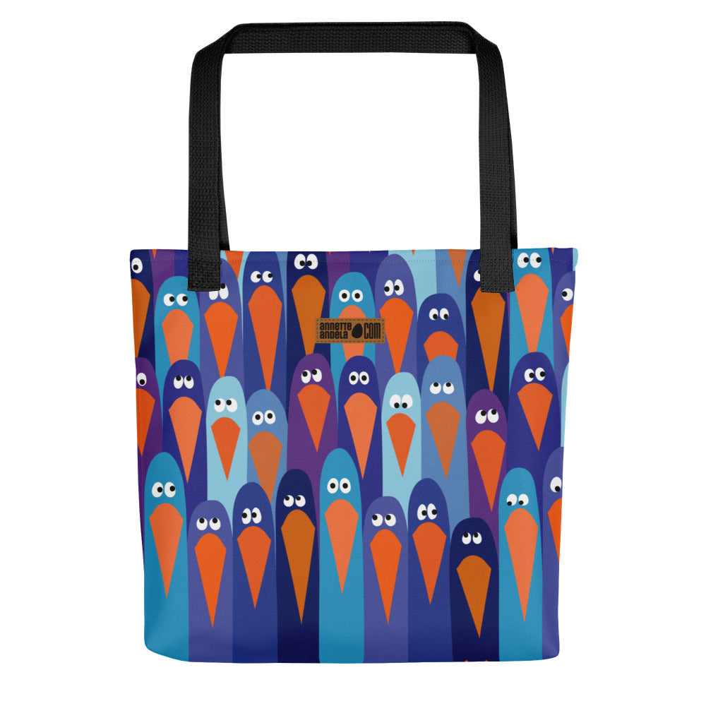 Stoffen tas Vogels Crowdy Blue (On demand)